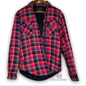 Vintage Insulated Flannel Jacket Shirt Quilted Button Down Plaid Size Small